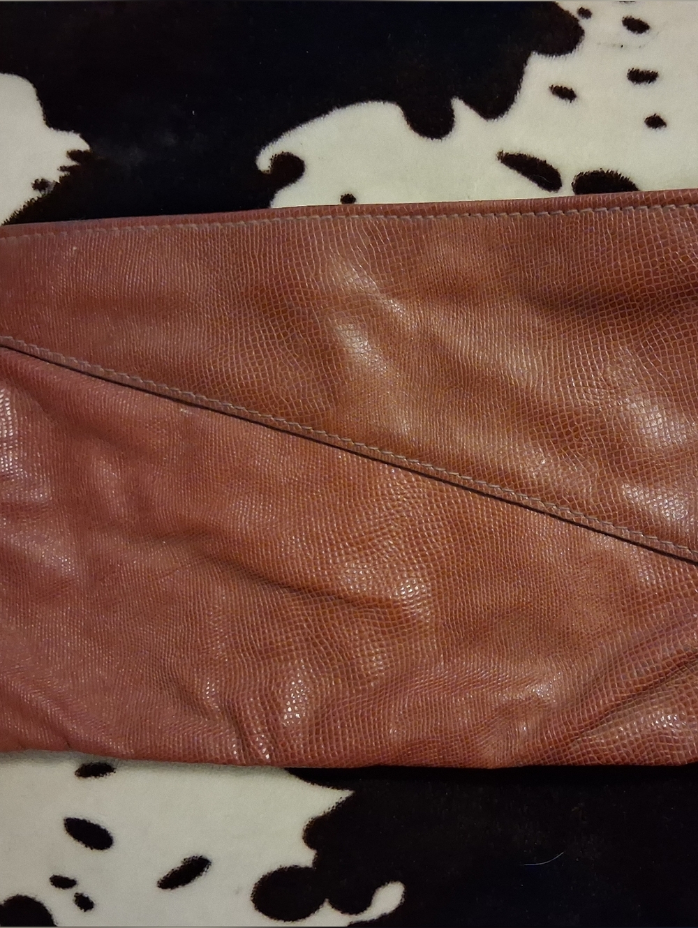 Vintage Gaetano Pesce Brown Textured Leather Clutch